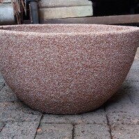 Bacia de cimento modelo EGG H25x50 em Quartzo Palha com Terracota