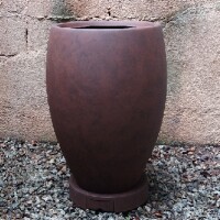 VASO DE FIBRA DE VIDRO - CONE EGG H60X40 - PÁTINA MARROM