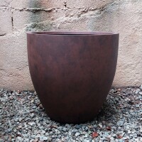 VASO DE FIBRA DE VIDRO EGG H50X55 -COM GAVETA E RODIZIOS - PÁTINA MARROM