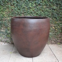 Vaso EGG H60x60 - Fibra de vidro - cor Pátina Marrom